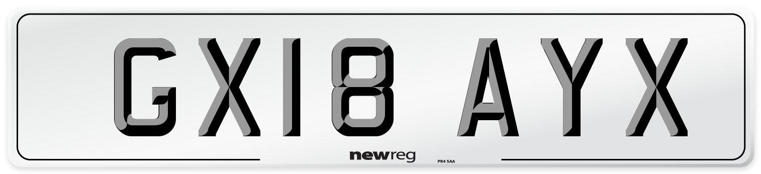 GX18 AYX Number Plate from New Reg
